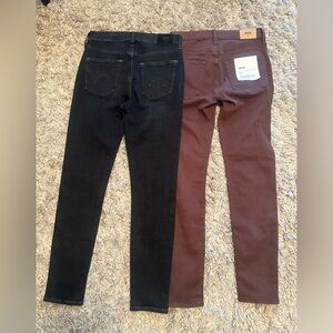 Edwin Pixie Lot of 2 NEW skinny fit mid rise jeans in black & brown Size 26